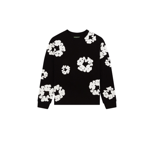 Long Sleeve Cotton Wreath Tee Black