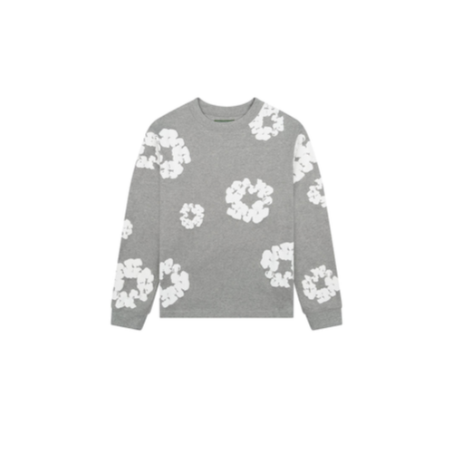 Long Sleeve Cotton Wreath Tee Grey